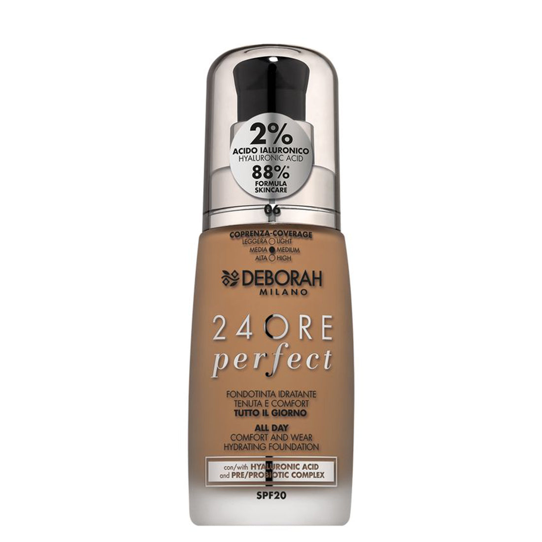 24Ore Perfect Fondotinta Idratante Tenuta e Comfort 06 Caramel_DEB010592_Deborah