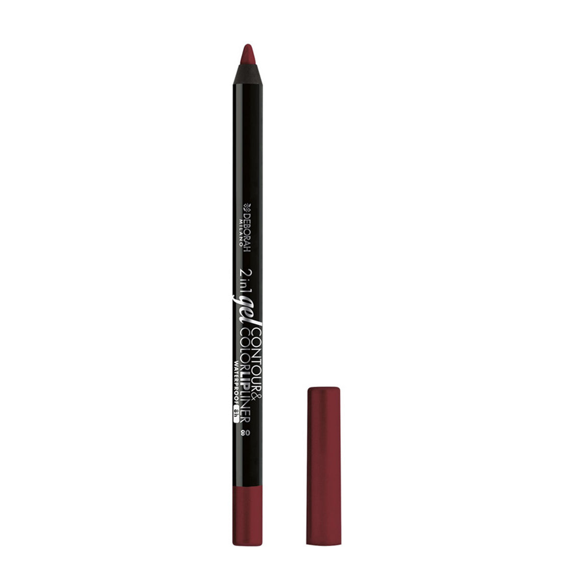 2in1 Contour&Color Lip Liner Waterproof Matita Labbra Effetto Gel 08 Deep Cherry_DEB009631_Deborah