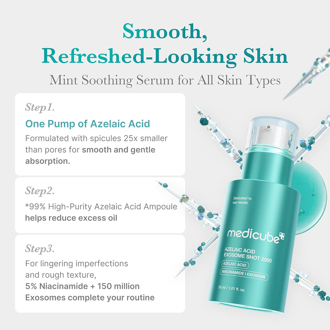 Azelaic Acid Exosome Shot Serum 2000 Siero Viso Anti-Imperfezioni con Acido Azelaico, Niacinamide ed Esosomi_MED43002R00_MEDICUBE-3