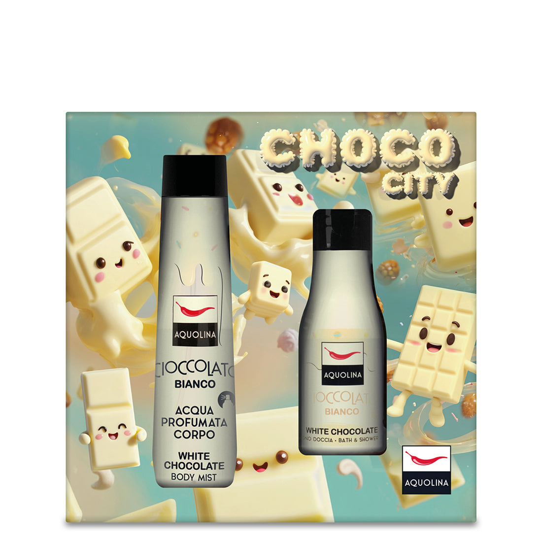 Cofanetto Choco City Acqua Profumata + Bagno Doccia Cioccolato Bianco_AQU9992512658_Aquolina