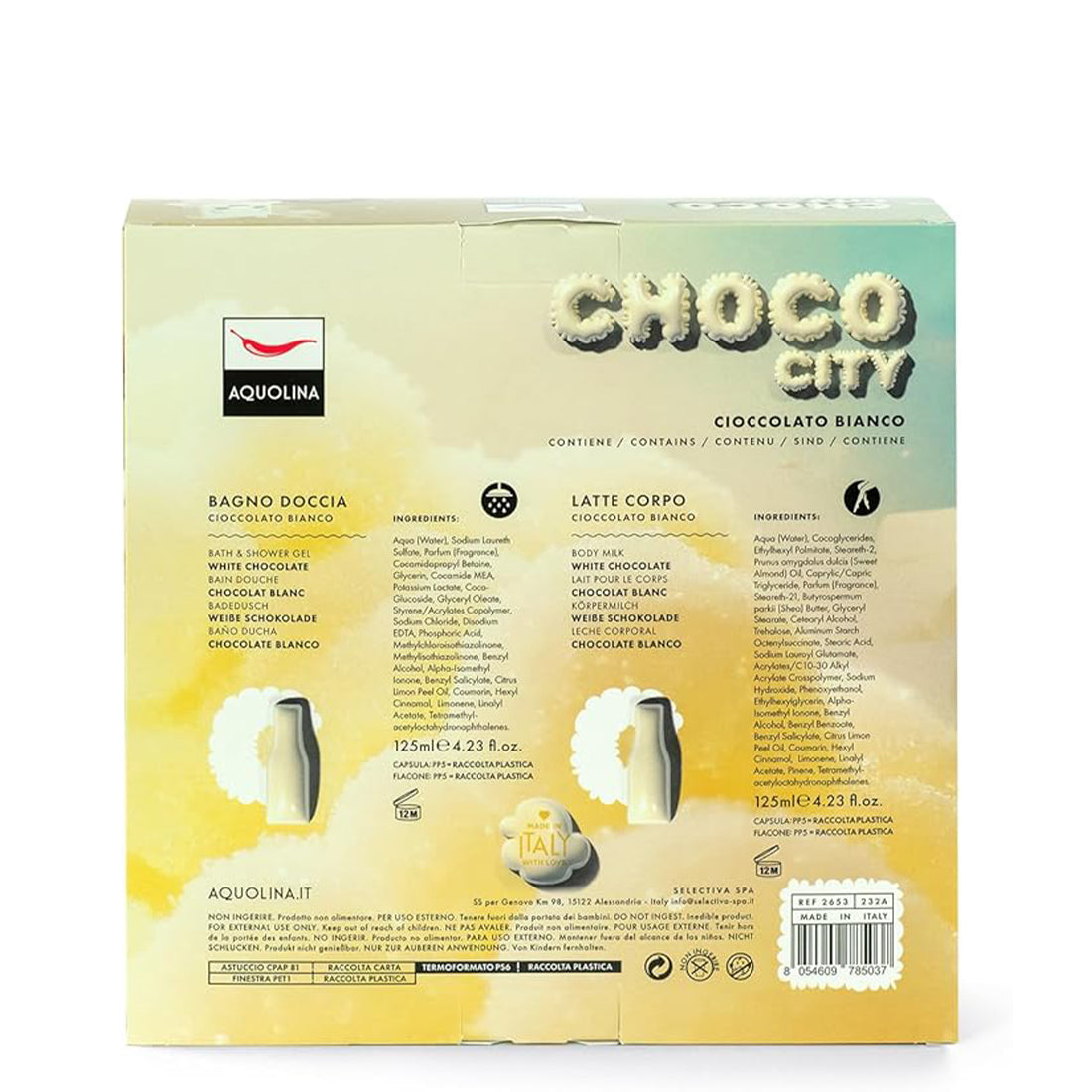 Cofanetto Choco City Bagno Doccia + Latte Corpo Cioccolato Bianco_AQU9992462653_Aquolina-2