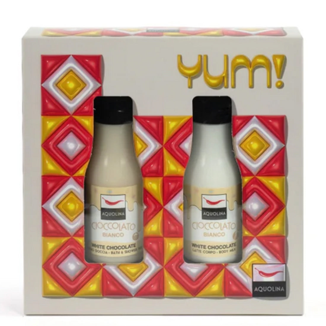 Cofanetto Yum Bagno Doccia + Latte Corpo Cioccolato Bianco_AQU9991492585_Aquolina