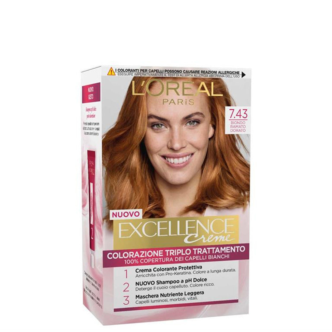 Excellence Creme Colorazione Triplo Trattamento 7.43 Biondo Ramato Dorato_EXC80538_L'Oreal