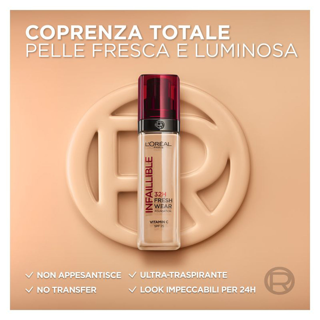 Infallible 32H Fresh Wear Fondotinta Coprente SPF 25 100 Lin Linen_COR9664100_L'Oreal-3