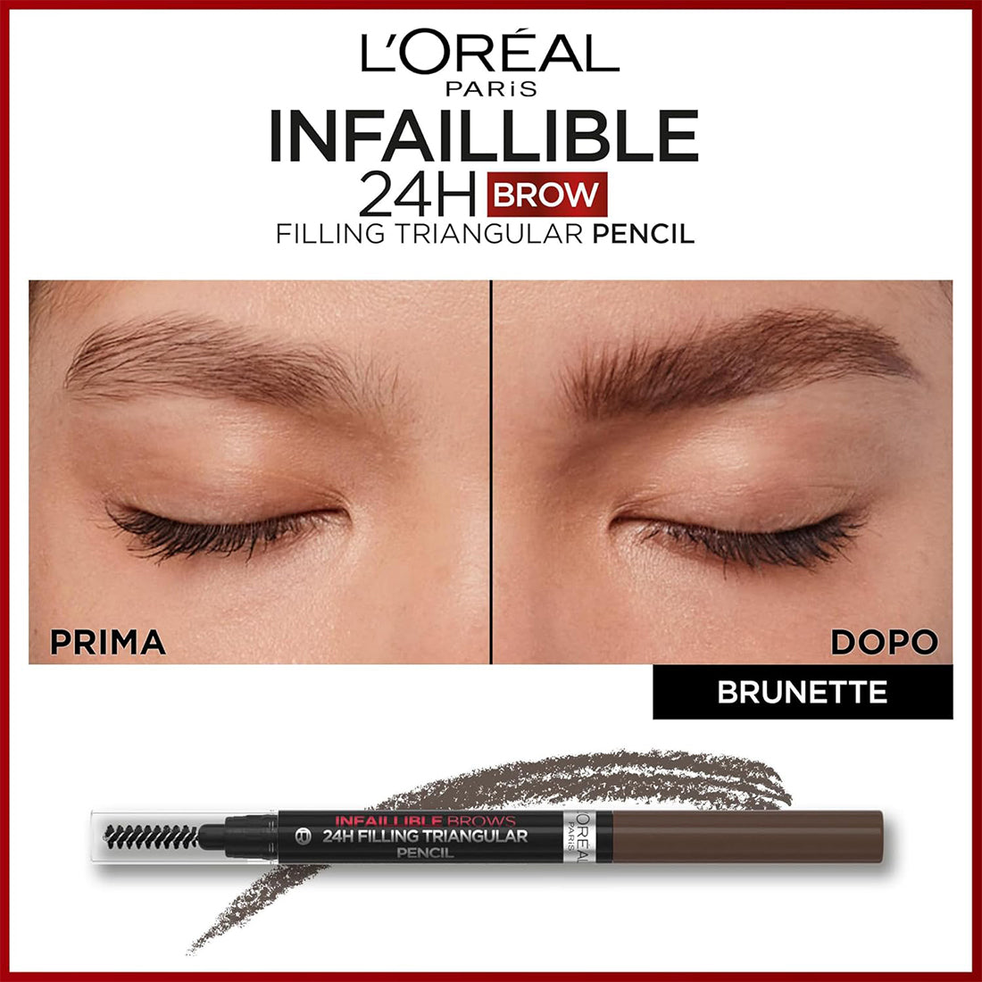 Infallible Brows 24H Filling Triangular Pencil Matita sopracciglia triangolare riempitiva 3 Brunette_COR510801_L'Oreal-3