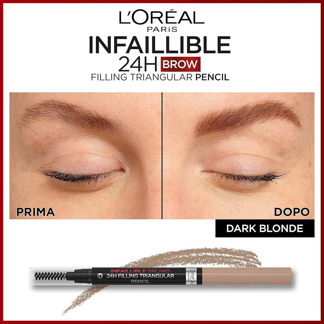 Infallible Brows 24H Filling Triangular Pencil Matita sopracciglia triangolare riempitiva 6 Dark Blonde_COR510300_L'Oreal-3