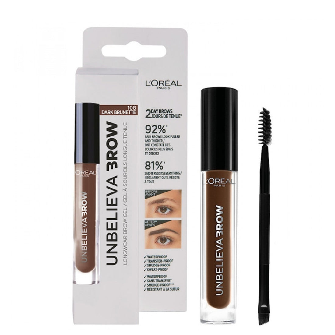 Infallible Unbelivabrow Gel Sopracciglia Lunga Tenuta 108 Dark Brunette_COR74626_L'Oreal