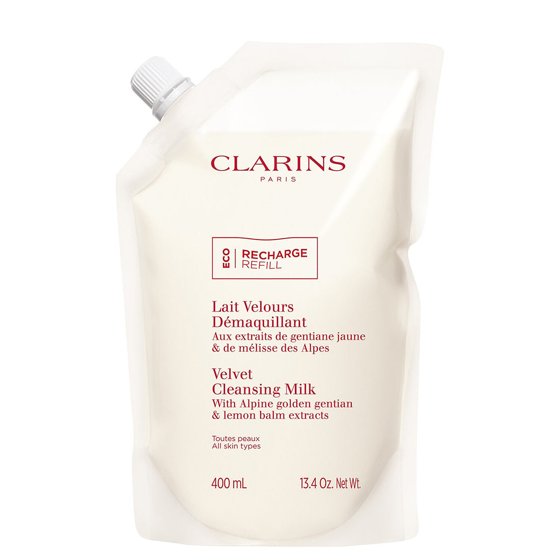Lait Velours Demaquillant Latte Detergente Ricarica 400 ML_CLA80104568_Clarins