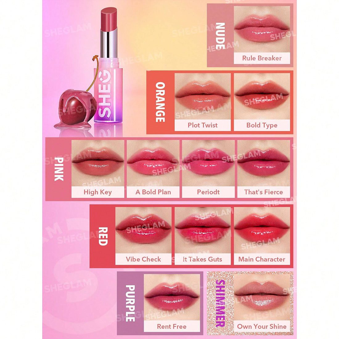 Mirror Kiss Hogh Lipstick High Key_SHE038_SHEGLAM-5
