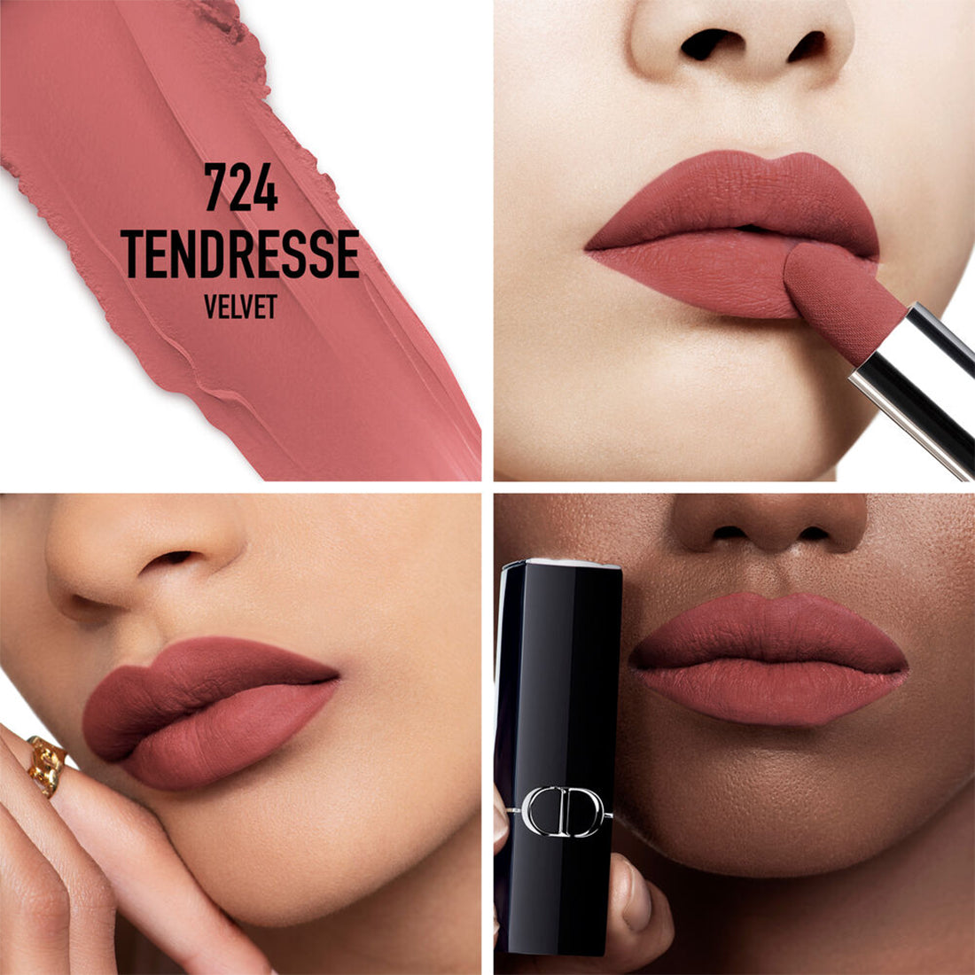 Rouge Dior Rossetto comfort e lunga tenuta finish Velvet 724 Tendresse_CDC035600724_Dior-2