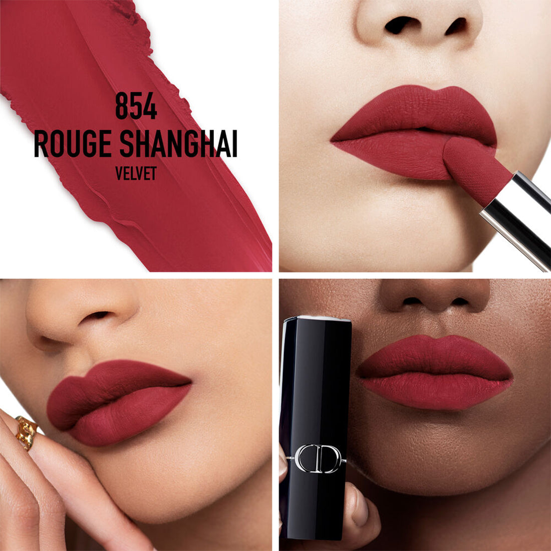 Rouge Dior Rossetto comfort e lunga tenuta finish Velvet 854 Rouge Shangai_CDC035600854_Dior-2
