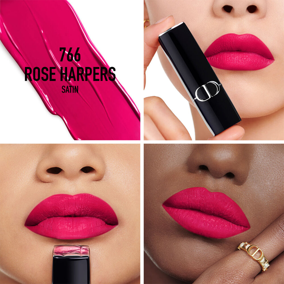 Rouge Dior Rossetto comfort e lunga tenuta satin 766 Rose Harpers_CDC035500766_Dior-2