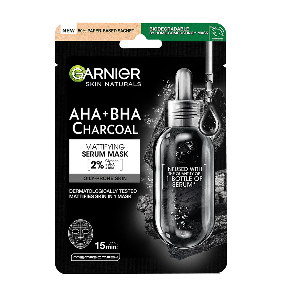 Skin Active Pure Charcoal Maschera Nera In Tessuto Restringe i Pori_SYN5933600_Garnier