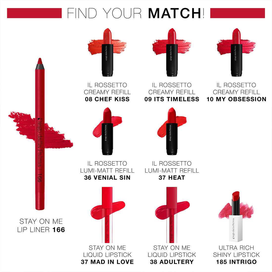 Stay On Me Lip Liner Matita Labbra Lunga Tenuta Waterproof 166 Rosso_DDP113166_Diego Dalla Palma-3