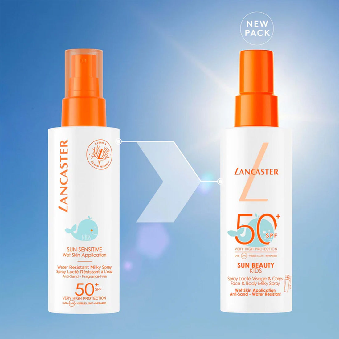 Sun Sensitive Wet Skin Application Water Resistant Milky Spray Latte Solare Spray Bambini SPF 50+  150 ML_LAN99350059286_Lancaster-5