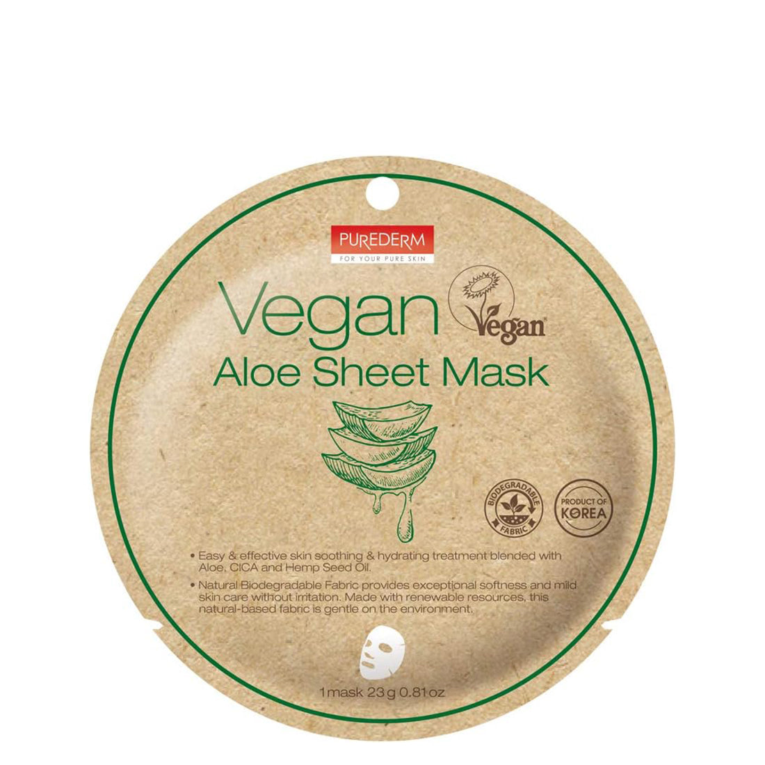 Vegan Aloe Sheet Mask_PURADS840_PUREDERM